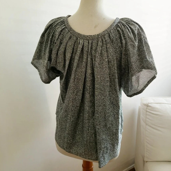 Vintage Silver Lurex Blouse Sparkly & Shiny Est. Size Medium - Picture 6 of 6